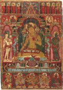 十三世纪西藏早期珍贵佛画 文殊菩萨唐卡