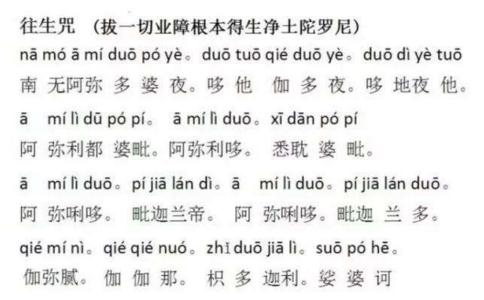 往生咒真言的释义 往生咒真言的释义